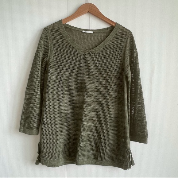 Talbots v-neck Pima cotton sweater 3/4 sleeve - Picture 4 of 7